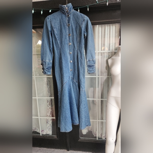 VERY RARE VINTAGE 70’s WESTERN JEAN DRESS - Picture 8 of 16